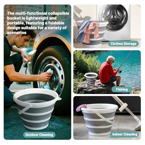 Collapsible Water Bucket (10L / 2.6 Gal) – Portable, Easy to Carry & Store, Ideal for Car Wash, Cleaning, Camping, Fishing, Outdoor Activities with Collapsible Handle Design, 2 Pack - size: 2 Pack