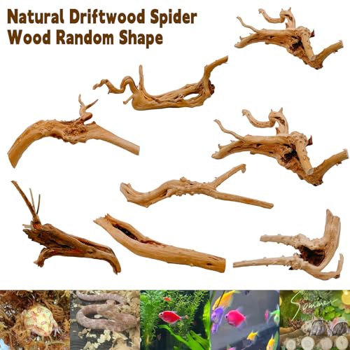 Hamiledyi 6PCS Aquarium Driftwood 6-8in Natural Spider Wood Branches Reptiles Aquarium Fish Tank Decoration Assorted - size: Spiderwood (6-8in 6PCS)