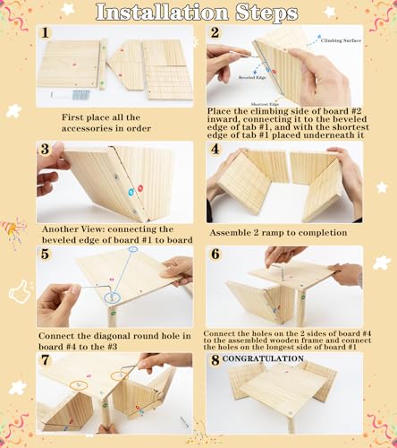 FlidRunest Wooden Large Hermit Crab W-Shaped Cave for Tank, Natural Hermit Crab Climbing Ladder Platform Set Toy, Safe Tank Corner Decor Hide Accessories Reptile Activity Platform