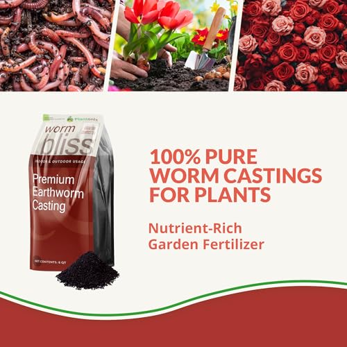 Worm Bliss (8 Qts) - Organic Worm Castings for Plants & Gardening - OMRI-Listed Earthworm Castings for Plants, Vegetables, Flowers, & Potting Soil - Organic Garden Fertilizer Rich in Nutrients - color: Worm Bliss (8 Qts)