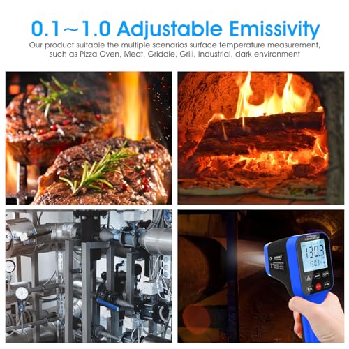 Pyrometer AI-1600APP, -58℉~2912℉ High Temp Thermometer Gun D:S=30:1 Dual Laser Industrial ir Thermometer Gun w/Touch Buttons, Rechargeable Can be Connected to Phone APP (NOT for Human Temp)