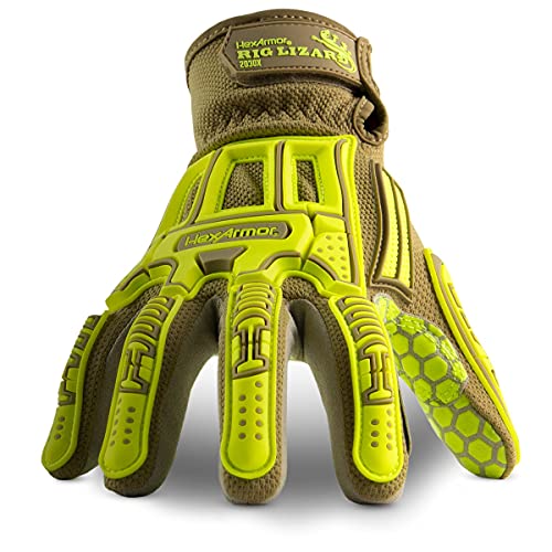 HexArmor Cut and Puncture Resistant Impact Protection Work Gloves | Rig Lizard® Series 2030X | Small - color: Rig Lizard 2030x | Hi-vis Color Scheme, size: Small (Pack of 1)