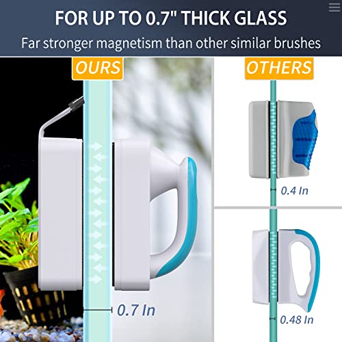 Pawfly Aquarium Strong Magnetic Brush Stain Cleaner with Detachable Stainless Steel Scraper and Non-Slip Handle 4 Inch Floating Cleaning Scrubber Tool for Glass Fish Tank (Not for Acrylic Tank) - size: Medium