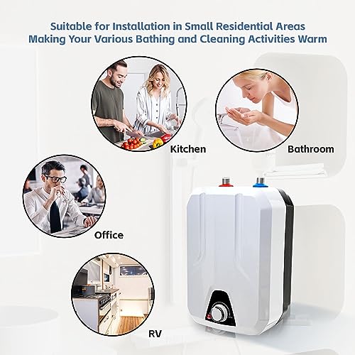 Mini Tank Water Heater Electric, 1500W Portable Water Heater Under Sink for Point of Use, 1.6Gallon Mini Water Heater, 110V Instant Hot Water Heater for Kitchen, Office