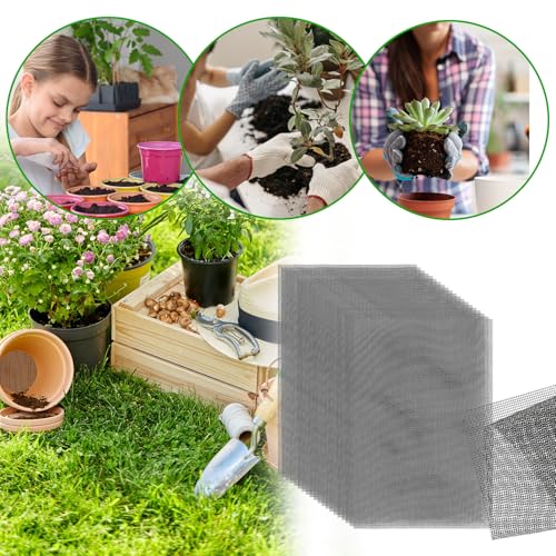 lasuroa 20pcs Flower Pot Hole Netting Mesh Pad, 30x20cm/11.8x7.8 Inch Bonsai Eye Mesh Drainage Screens Plant Pot Drainage Meshes Plant Accessories Kit Screen Meshes Preventing Substrate Leakage