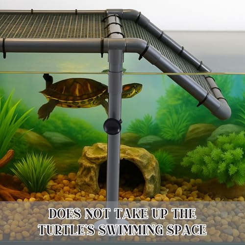 13" Wider Turtle Basking Platform, Extra Large Standing Turtle Basking Platform, DIY Resting Area for Aquarium Tank, PVC Pipes and Eggcrate Suction Cups