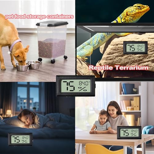 Reptile Thermometer and Humidity Gauge for Breeding Box Temperature and Humidity Monitor 3PCS Reptile Thermometer Hygrometer Adhesive for Amphibians,Reptiles Tank Accessories for Lizards Turtles
