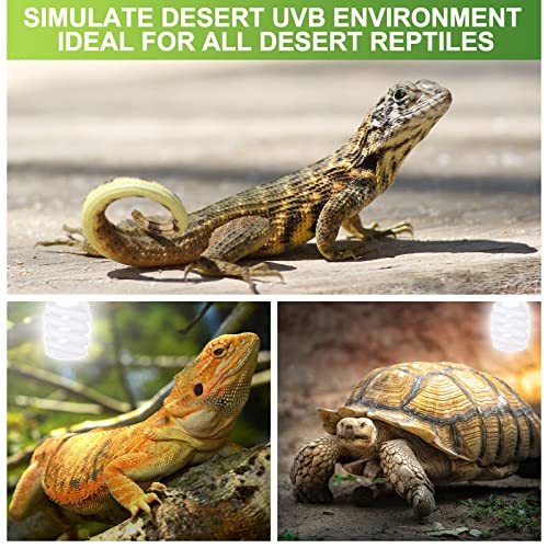 Reginary 4 Pcs Uvb Reptile Light 10.0 26 W, Reptile Uvb Bulb for Desert Tropical Sub Tropical Fluorescent Simulation Color Light for Turtle, Bearded Dragon, Lizard, Gecko