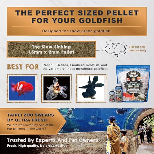 Ultra Fresh Sinking Goldfish Food, Color Enhancing, Balanced Diet, All Natural Ingredients, Clear Water Formula, Slow Sinking Gold Fish Pellets, Goldfish Ultra Color 16.22 oz - size: 1.01 Pound (Pack of 1)