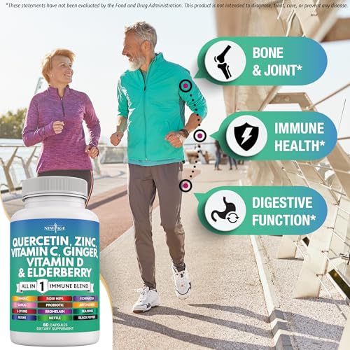 Quercetin Zinc Vitamin C Vitamin D Bromelain Elderberry - Nettle Supplement with Artemisinin, Sea Moss, Echinacea - 120 Count - size: 60 Count (Pack of 2)