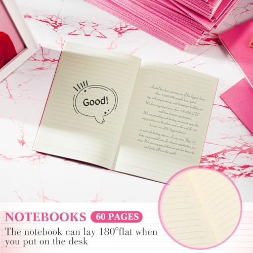 100 Pcs Journals Notebooks Bulk - Kraft Softcover A5 Small Notebooks 5.5 Inch x 8.3 Inch Notepads with 60 Page 30 Sheet for Writing Sketch Travel Office Supplies(Pink,Lined) - color: Pink, style: Lined