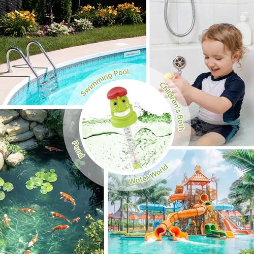 Floating Pool Thermometer, Large Display with String Easy to Read, Shatter Resistant, Water Temperature Thermometer for Outdoor & Indoor Swimming Pools, Spas, Hot Tubs, Aquariums(Tiki) - color: Tiki