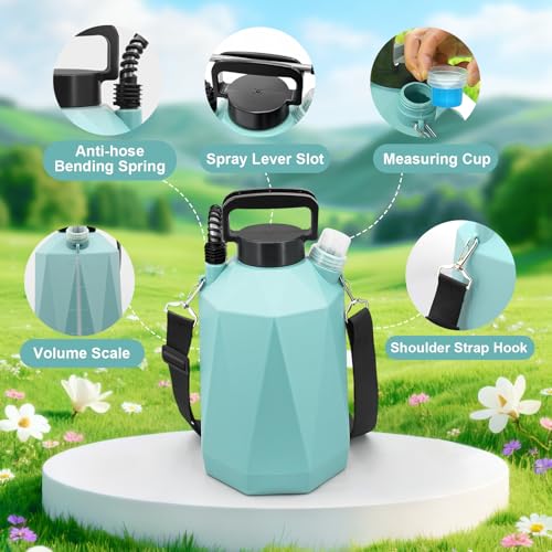 1.35 Gallon Battery Powered Sprayer, Electric Garden Sprayer with 3 Adjustable Pressures, Battery Indicator, Telescopic Wand, 4 Nozzles, Rechargeable Automatic Pump Sprayer for Lawn, Weed, Yard Care - color: Blue