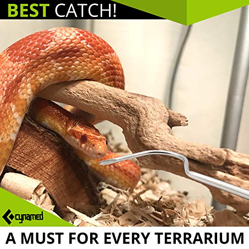 Cynamed Professional Stainless Steel Probe Snake Hook Reptile Catcher Stick Rattlesnake Grabber Pick-up Handling Tool