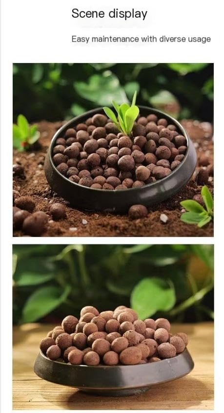 Hydroponics Clay Pebbles Lightweight Ceramsite Water Retention Porous Balls - color: 1 lb, size: Small (5-10mm)