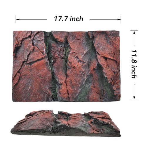 3D Tank Background Board, Reptile Wall Backdrop Aquarium Rock Terrarium Cork Background Board DéCor Backgrounds Amphibian Habitat Decoration for Lizards Leopard Gecko Bearded Dragons Turtle - color: Red