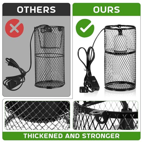 1 Pcs Reptile Heat Lamp Guard with 150W Ceramic Heat Emitter Basking Anti Scald Heating Lamp Holder Mesh Cage Reptile Protection Lampshades for Lizard Snake Chick, Bulb Not Included - color: White