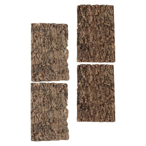 SHINEOFI Reptile Terrarium Bark Decor 4 Pack Natural Tree Bark Background for Reptile Tank Gecko Tank Decor Accessories 11.81 X 7.87 X 0.78 in Cuttable Habitat