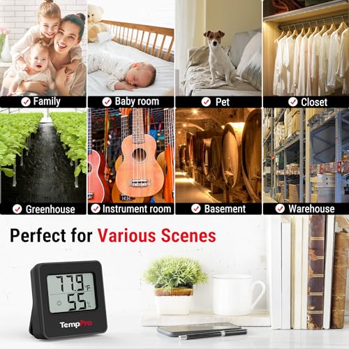 TempPro TempAir Hygrometer Indoor Thermometer for Home | Room Thermometer Humidity Meter with Accurate Temperature Humidity Sensor for Greenhouse Baby Room Office-1 Pack - size: Indoor Thermometer
