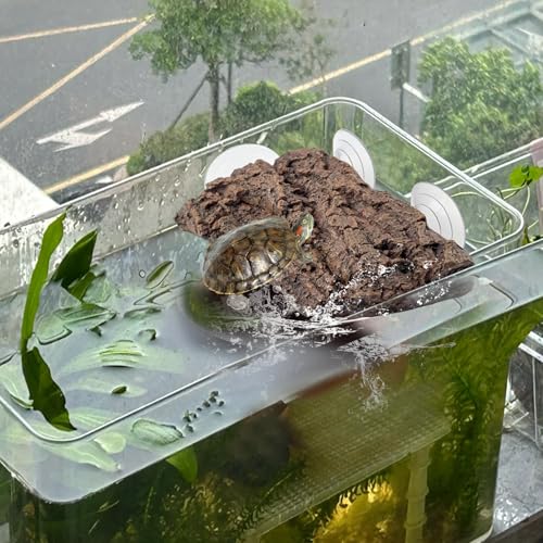 kathson Turtle Basking Platform with Strong Suction Cups,Resin Reptile Climbing Rock Turtle Floating Dock Resting Basking Terrace for Frogs,Terrapins,Juvenile,Crabs - style: Platform