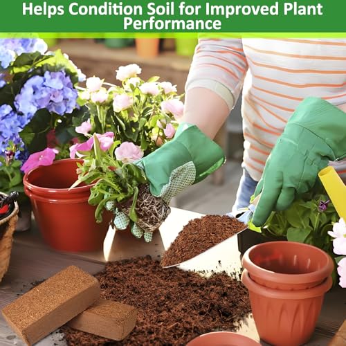 12 Pack Coco Coir Bricks for Plants- 100% Organic Coconut Coir Soil | Compressed Coconut Fiber Substrate, Coco Peat Garden Soil for Seed Starter, Potting Mix and Indoor & Outdoor Plants - size: 12 Pack