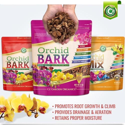 Organic Orchid Potting Bark - Made in USA Premium Garden Soil Amendment for Root Development of Phalaenopsis, Cattleyas, Indoor/Outdoor Plants & Reptile Terrarium Bedding! Chunky Fir Bark. OMRI Listed