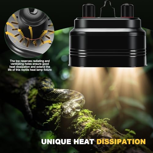 Dual Reptile Light Fixture Max 160W Each Heat Lamp Fixture Fits Heating Lamp Terrarium Light UVB Light for Lizards Turtles Snakes Terrarium Habitat