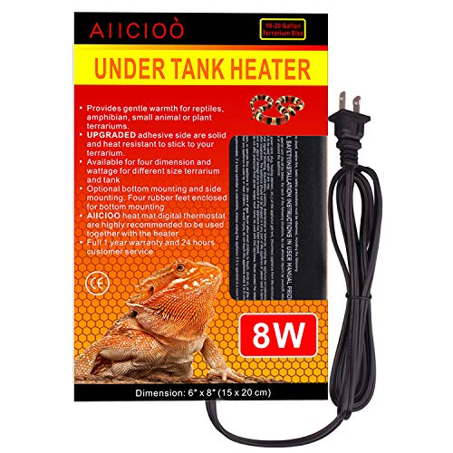 Aiicioo Reptile Heating Pad - 6x8Inch Hermit Crab Heater Heat Mat for Reptiles Snake Lizard Terrarium 8 Watt 2Pack