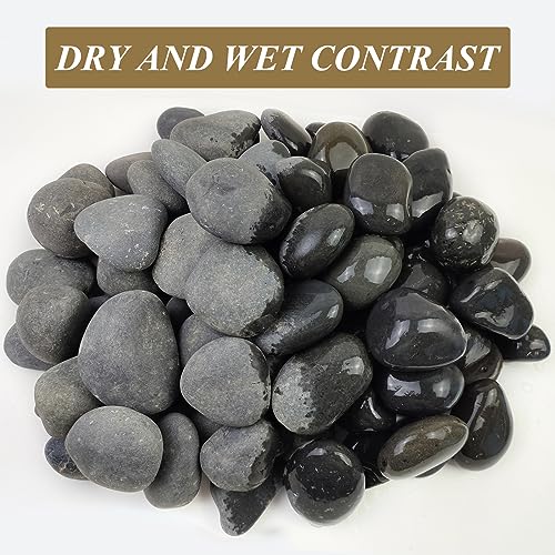 FANTIAN 20 lbs Black Rocks for Landscaping, 3-4 Inch Beach Pebble | Garden Rocks, Natural Decorative Black River Stone for Plants, Landscaping, Planters, Paving, Walkways, Outdoor - color: Black, size: 20 lbs, 3-4 Inch