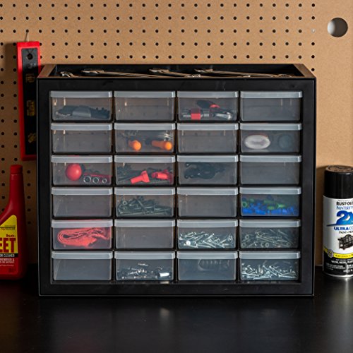 IRIS USA 24-Drawer Plastic Storage Cabinet, Teacher Toolbox, Garage, Black | Wall mountable, Stackable, Small Business Scrapbook Art Balloons Building Bricks Crafts Stickers Storage - color: Black, size: 24 Drawer