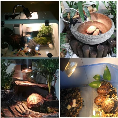 Heat lamp for reptiles,UVA UVB Turtle Heating Lamp with Two Heat Bulbs, Turtle Basking Light with 360° Rotatable Hose & Clamp & Adjustable Switch for Bearded Dragon Reptiles Turtle Lizard Snake - style: Reptile Heat Lamp