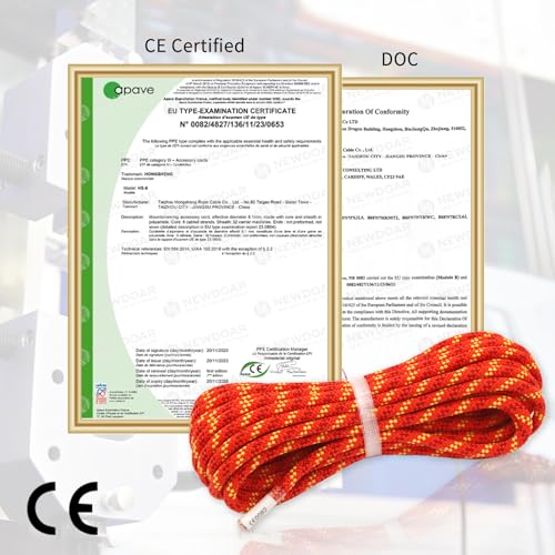 CE & UIAA Certificated 5/16(8mm) Static Climbing Rope 14KN High Strength Accessory Cords 33FT/66FT/98FT/165FT Safety Rope for Rock Climbing, Outdoor Survival, Hiking, Mountaineering - color: 5/16in (8mm) - Orange, size: 33 feet (10m)