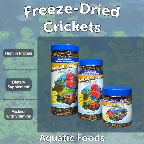 Crickets, Freeze Dried Crickets for Large Tropical Fish, Monster Fish, Reptiles, Turtles, Tortoises, Frogs, Hamsters, Birds, Rodents 1.0oz Canister - size: 1 Ounce (Pack of 1)