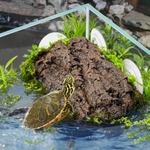kathson Turtle Basking Platform with Strong Suction Cups,Resin Reptile Climbing Rock Turtle Floating Dock Resting Basking Terrace for Frogs,Terrapins,Juvenile,Crabs - style: Platform