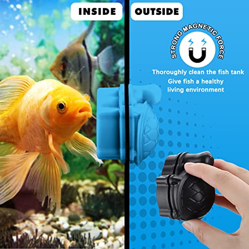 2 Pcs Algae Cleaning Scrapers Aquarium Tank Glass Brush Small Aquarium Magnet Cleaner Fish Tank Algae Cleaner Magnetic Cistern Glass Detergent for Fish Urn Detergent(Tortoise,Blue, Coffee Black)