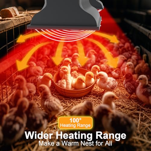 2 PACKS Chicken Coop Heater, Aluminum Brooder Heater Lamp for 30 Chicks or Duckling, 4*250 Watts Heating Plate Lamp Tube with 2 Adjustable Temperature & 8 feet Iron Chain for Amphibians Livestock, Pet - color: Grey-2Pack
