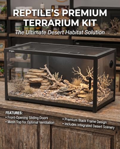 120 Gallon Reptile Tank, 4x2x2 Reptile Enclosure Front Sliding Door | Stackable ventilation 120 Gallon Bearded Dragon Tank anti-escape locks and no-fingerprint handles maximizes UVB transmissionn - color: Black, size: 120 Gallon