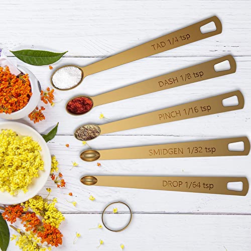 Wildone Copper Plated Measuring Cups & Spoons Set of 21 - Includes 7 Stainless Steel Nesting Measuring Cups, 8 Measuring Spoons, 1 Leveler & 5 Mini Measuring Spoons, Ideal for Dry & Liquid Ingredients - color: Copper