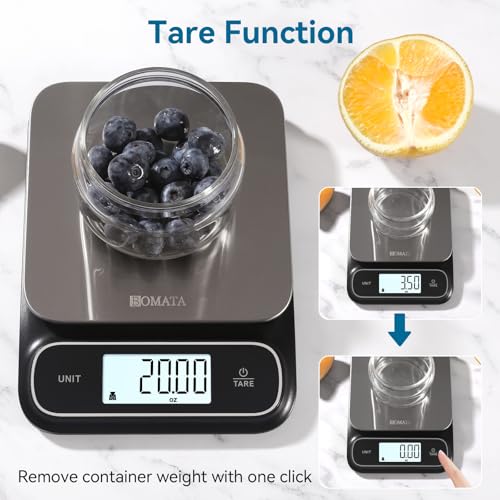 BOMATA Waterproof IPX6 Kitchen Scale with 0.1 g/0.01 oz High Precision | 5 kg/11 lbs, Digital Scale with Backlight, Stainless Steel Weighing Platform, for Food, Cooking,Baking,Weight Loss B619 Black - color: Black
