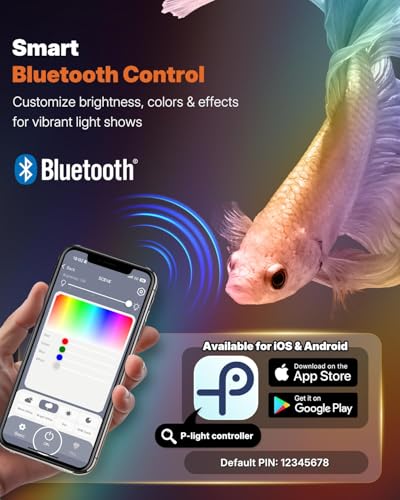 Pawfly Aquarium Light with Bluetooth for Plants, 14W 27.5 inch Full Spectrum Fish Tank Light for 28-51 inch Fish Tanks, Submersible LED Lights with App Control, Timer Modes & Adjustable Brightness - color: Pro, size: 28 Inch for 28 to 51 Inch Tank