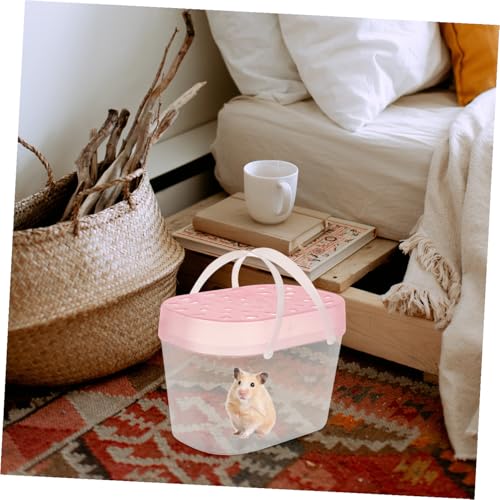 2pcs Small Pet Carriers Portable Hamster Cages Reptile Containers Medium Pink Handheld Outdoor Travel Turtle Boxes