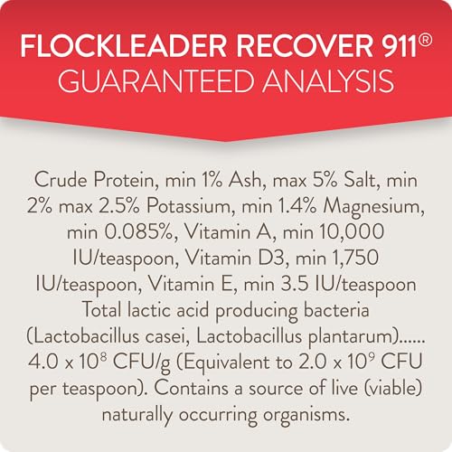 Recover 911, Poultry Water Supplement for Flock Emergencies,8oz | Use during flock challenges like extreme temperatures, predator attacks, molting, introducing new chickens & feather pecking. - size: 8 Ounce (Pack of 1), style: Recover 911