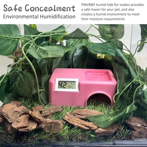 PINVNBY Plastic Snake Hide Reptile Hide Cave Easy to Clean Habitat Decor Leopard Gecko Hideout Suitable for Small Size Crested Gecko Lizard Frogs Newts(Pink) - color: Pink