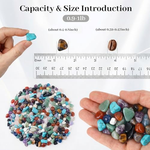 1LB(450g) Quartz Crystals, Crushed Chips,Polished Stone Vase Filler | Irregular Shaped Succulent Rocks for Plants Indoor, Betta Fish Tank Gravel,Table Scatter and DIY Crafts - color: Assorted