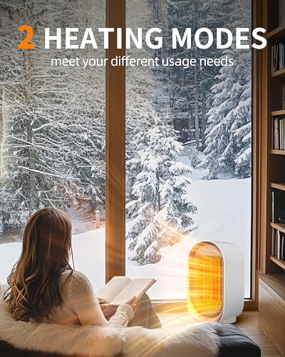 Space Heater, Portable Desk Heater for Indoor Use, Ultra Quiet & Compact | Small Electric Heaters with Overheat & Tip-Over Protection, Fast & Efficient Heating for Office Bedroom Bathroom, White - color: White