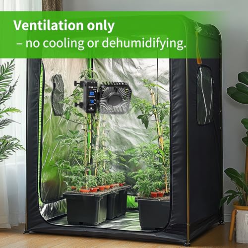 4" Grow Tent Clip Fan with Temperature & Humidity Control, LCD Display, Oscillating Fan for Hydroponics
