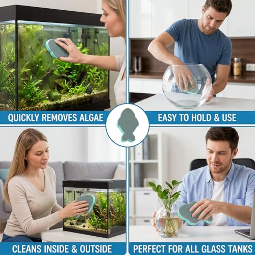 9PCS Fish Tank Scrubber, Aquarium Glass Cleaner Reusable Pads, Effective Tool for Fish Tank Glass Cleaning, Fish Tank Cleaning Brush