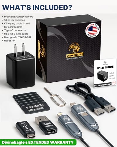 Mini Spy Camera Hidden Camera Charger for Spying + 32GB SD Card (2-Pack) | Secret Camera 1080p Full HD | Small Hidden Nanny Cam | Surveillance Camera | USB Charger Camera | Hidden Spy Cam - color: Black, size: 8 GB