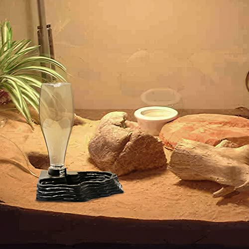 Automatic Reptile Water Dish 13.5Oz Reptile Water Bowl Bearded Dragon Leopard Gecko Snake Lizard Terrarium Tank Accessories… (Black) - color: black