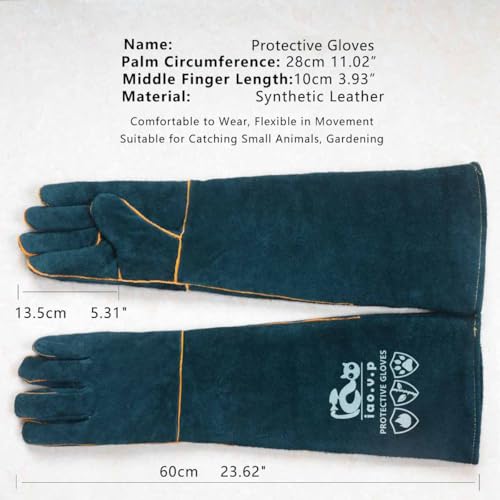 Bite Proof Gloves, Animal Handling Gloves, 24-inch, Cat Scratches Proof | Cactus Gardening Gloves, Grabbing Reptile Bite Resistant XL Size, Green